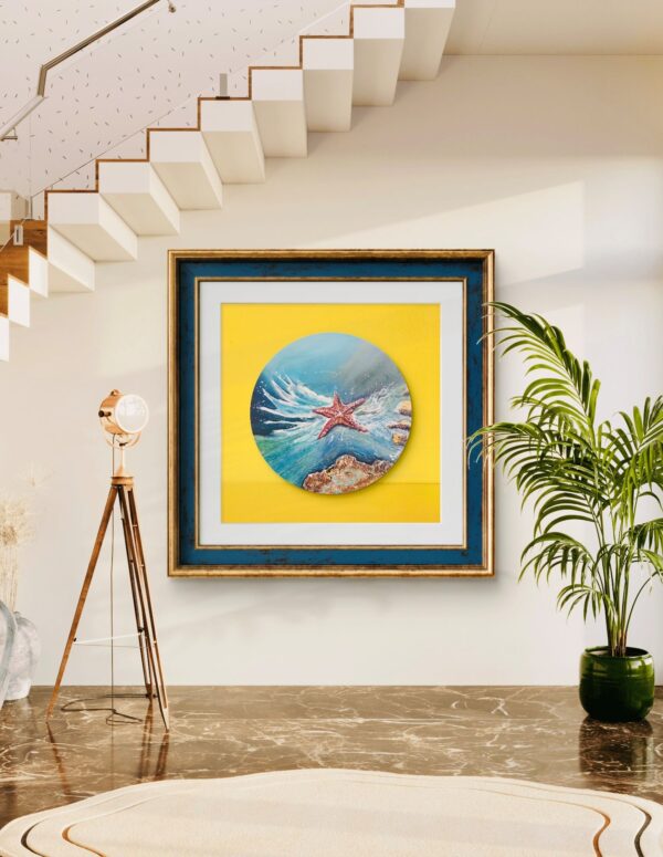 Starfish Splash   (Round canvas 60 cm and 2 cm deep Unframed) - Image 2