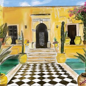 Yellow villa- Sunlight built in stone         (Limited Edition  26cm x 30 cm)