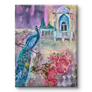 "Majestic Peacock in Enchanted Garden"  on canvas 30cm x40cm x 2cm
