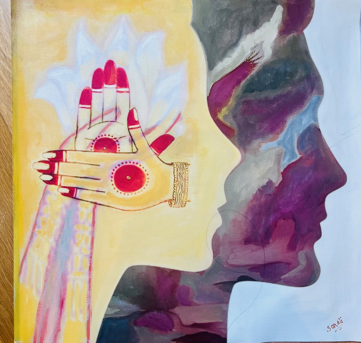 'Lotus Whisper' Acrylic 50cm x 50 cm on Canvas Unframed