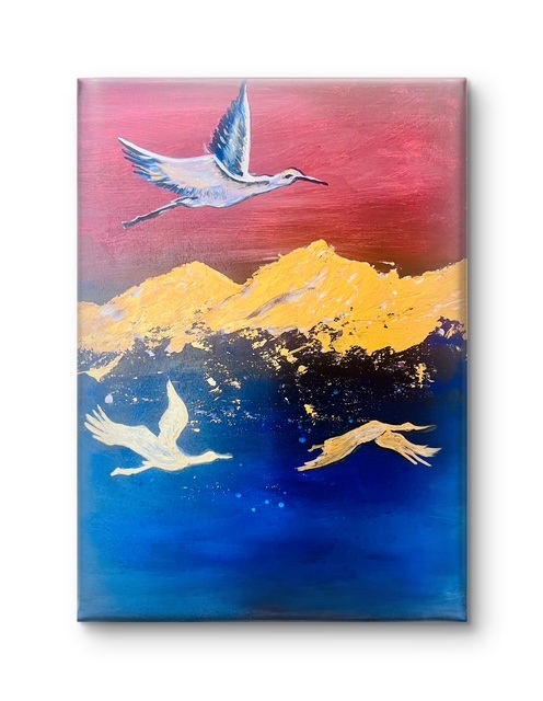 Soaring Heights- Unframed Acrylic and textured art on Wood panel 30 cm x 40 cm